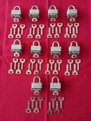 TEN (10) MASTER No.22 PADLOCKS - KEYED ALIKE - 5 KEYS EACH - 50 KEYS TOTAL! • $40