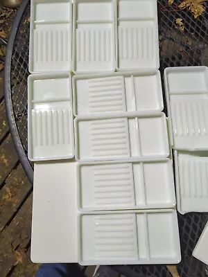 1 White Milk Glass UV Reflective Dental Tool Tray Vintage American Cabinet Co. • $12.50