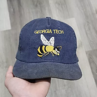 Vintage Georgia Tech Yellow Jackets Corduroy Snapback Hat Cap USA • $39.99