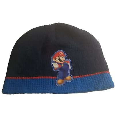 Super Mario Winter Cap Hat Beanie Nintendo Blue Red  2011 Knit One Size Youth  • $9.95