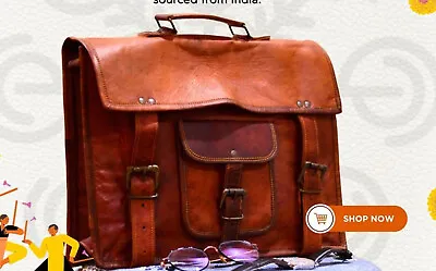 Men's Genuine Vintage France Leather Satchel Messenger Man Laptop Briefcase Bag • $61.10