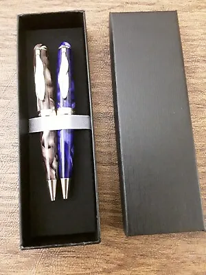 Montefiore Mini Blue/Swirl/Gold & Brown/ Swirl/Gold 2 Pen Set  In Gift Box. • $12.99