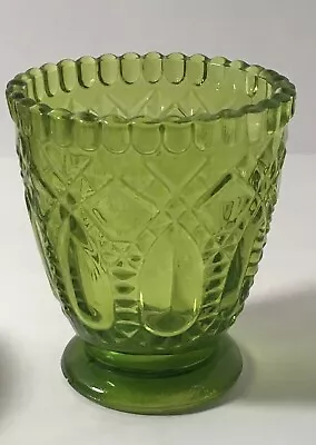Vintage Hobnail Glass Votive Candle Holder Footed Lime Green • $11
