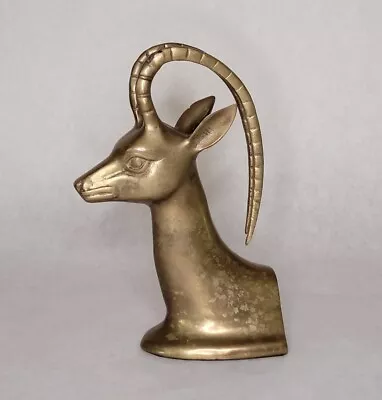 Ibex Head Curved Horns Art Sculpture Solid Brass  8.5  Height By 5.5  Length • $59.95