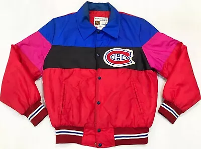 Vintage Shain Of Canada NHL Montreal Canadiens Bomber Satin Jacket Sz L Quilted • $129.95