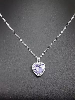 £2.99 • Buy Amethyst Heart Shaped Genuine Crystal Stone Pendant Silver Colour Necklace