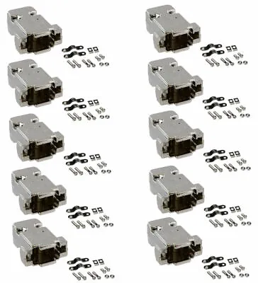 10 X DB9 HD15 D-SUB Serial Metalized Plastic Hood Shell Solder Connector Cover • $13.95