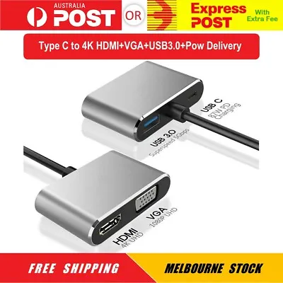 $22.95 • Buy 4 In 1 USB Type C To HDMI 4K VGA USB 3.0 PD Video Adapter MacBook/Laptop/Phone