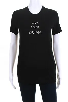 Markus Lupfer Womens Kate Jewel  Live Your Dream  Tee Top Black Cotton Size S • $95.01