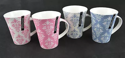 New Bone China Set Of 4 Tea Coffee Mugs Home Office 2 Assorted Patterns • £13.99