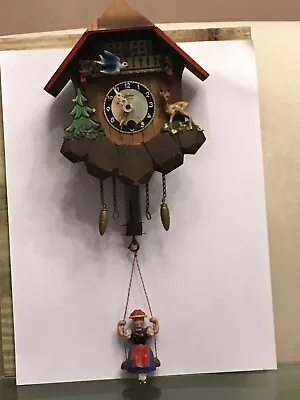 Antique Wooden & Bobbing Forest Chalet Beautiful Miniature Cuckoo Clock 👌 • $50