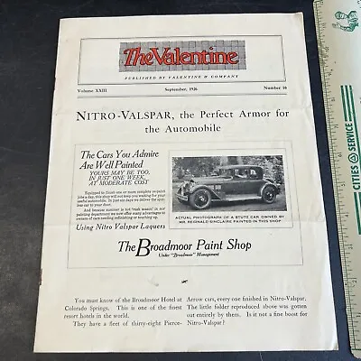 Vintage 1926 Valentine Valspar Paint Dealer Magazine Auto Paint • $9.99
