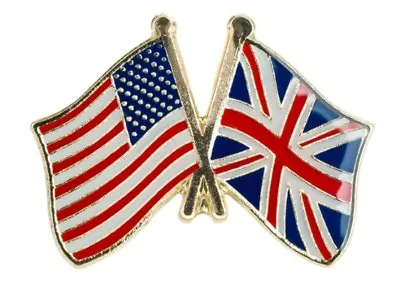 USA UK Badge Flag Pin England America Friendship Union Jack Metal Scotland Wales • £3.45