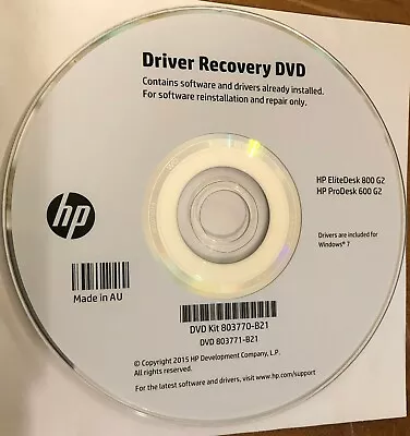 Driver Recovery DVD HP EliteDesk 800 G2 ProDesk 600 G2 WIN7 - Brand New • $14.95