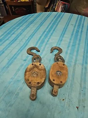 Lot Of 2 Vintage Crosby Western Tulsa OK Single Rope Pulleys 21 4 • $40