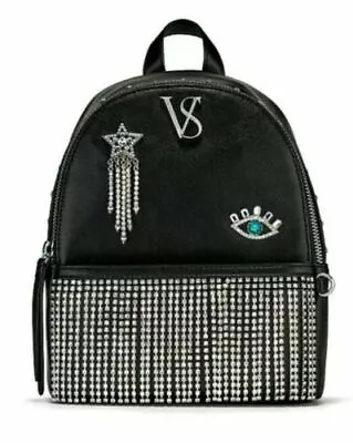 Victoria's Secret Rhinestone Black & Bling Fringe Small City Backpack  • $65.99