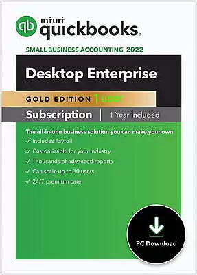 $1464 • Buy 1 User QuickBooks Enterprise Gold 2023 (Annual Subscription) + PAYROLL INCLUDED
