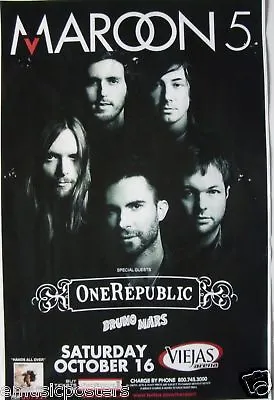 MAROON 5/ONE REPUBLIC/BRUNO MARS 2011 SAN DIEGO CONCERT TOUR POSTER -Adam Levine • $18.18