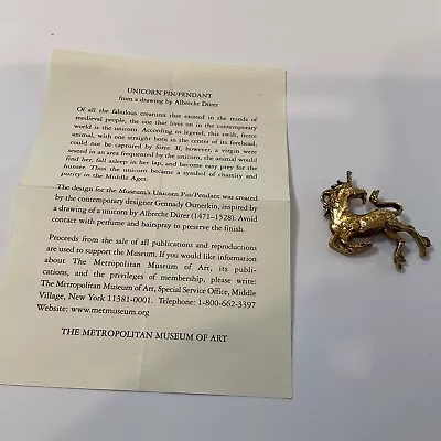 MMA Metropolitan Museum Of Art Unicorn Pin Pendant • $19.99