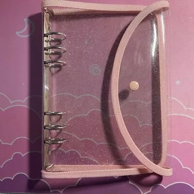 Clear Jelly 6 Ring Binder Pink Button • $5