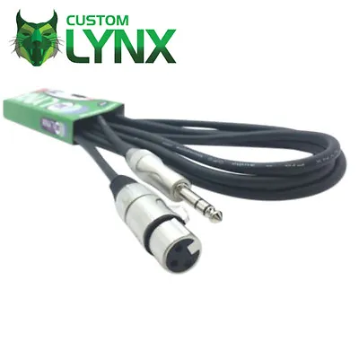 Female XLR To 6.35mm Stereo Jack Cable. Active/Powered Speaker Lead TRS Balanced • £9.25