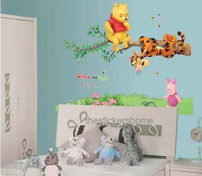 Large Removable WINNIE THE POOH Wall Stickers Nursery Children Room Decor • £9.88