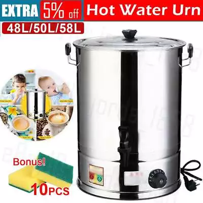 48/50/58L Electric Stainless Steel Hot Water Urn Concealed Element Boiler Kettle • $109.55