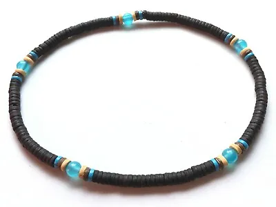 Men Women Black Blue Surfer Necklace Man Wooden Tribe Bead Choker Gift Surfer • $15.97