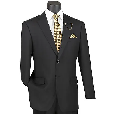 VINCI Men's Black 2-Button Suit W/ Adjustable Waistband Reg-Fit - NEW • $125