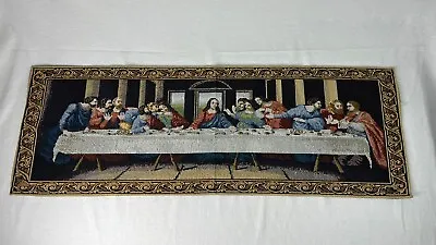 The Lord's Last Supper With His Disciples Woven Tapestry Wall Hanging 38×13 • $45