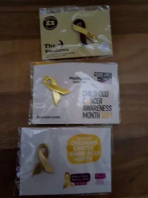 Cancer Charity Badges - Gold Ribbon Bow Bundle • £6.99