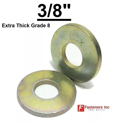 3/8  USS Extra Thick MCX Flat Washers Grade 8 Steel Zinc Yellow (Pick Quantity) • $190.33