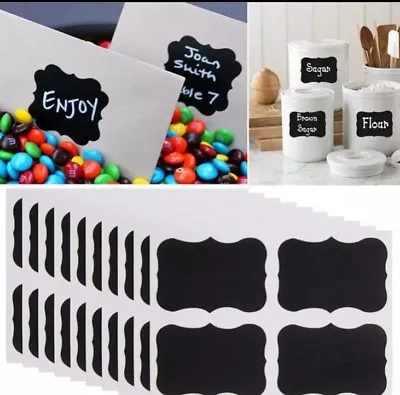 Blackboard Stickers 8 Labels For Storage Jars Crafts Free Chalk Pen • £2.69