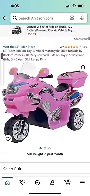  Ride On Toy 3 Wheel Motorcycle Trike For Kids By Rockin' Rollers – Pink • $85.17