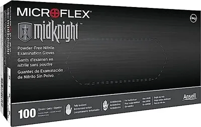 Microflex MidKnight Black Disposable Nitrile Gloves Size Large (Box Of 100) • $18.90