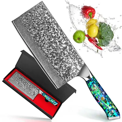 Damascus Chinese Nakiri Knife Vegetable Knife Ergonomic Abalone Shell Handle  • $79.99