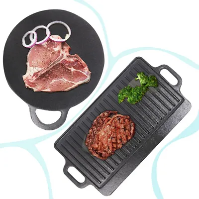 £16.99 • Buy Cast Iron Enamel Grill Pan Reversible Griddle Barbecue Cooking Fry BBQ Plate