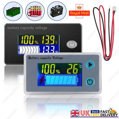 12V/24V/48V Battery Capacity Status LCD Digital Display Indicator Monitor Meter • £7.26