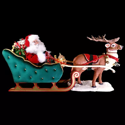 Santa Claus & Reindeer Animated Christmas Display / Vintage 1998 / Over 3 Feet! • $288.69