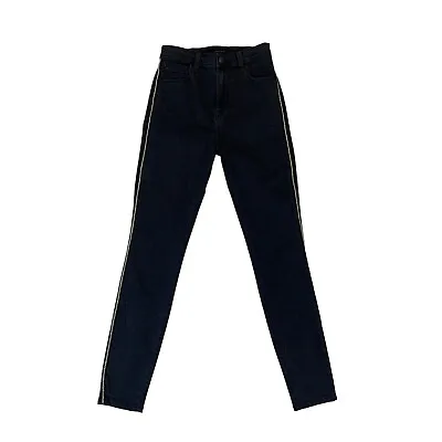J Brand Leenah Super High Rise Skinny Jeans Womens 25 Gold Tuxedo Threading • $29.70