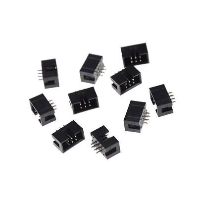 10PCS DC3-6P 2.54mm 2x3 Pin Straight Male Shrouded Header IDC Socket Z`FM • $1.37