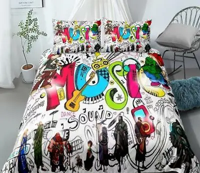 3D Color Music Guitar Graffiti KEP5435 Bed Pillowcases Quilt Duvet Cover Kay • $142.99