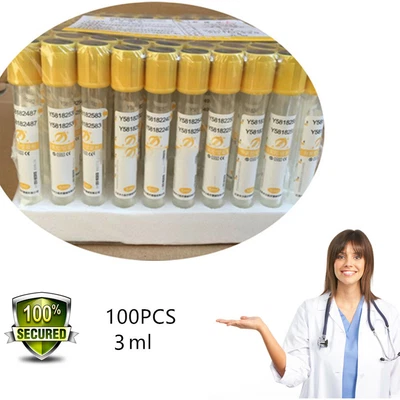 $29.99 • Buy Carejoy 100pcs Vacuum Blood Collection Tube 3ml Activator Glass Tubes USA CE