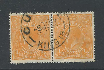 Tasmania 1927 1/2d Orange George V Pair Postmark ' Currie.king Island' • $32