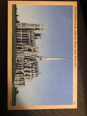 Vintage Linen Postcard Cathedral Of St. John The Divine New York City C1940s • £9.64