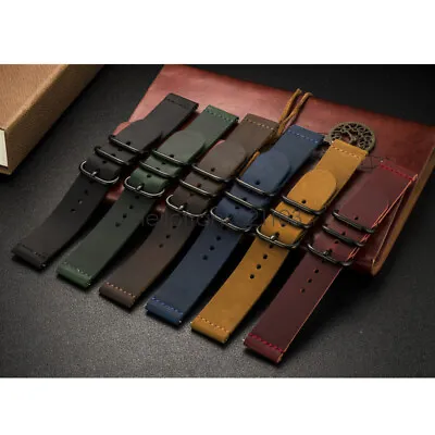 20mm 22mm Universal Vintage Leather Watch Strap Band W/ Ring Clasp Quick Release • $11.99