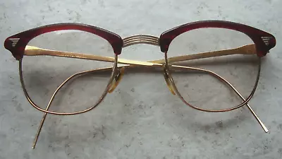 Mens EXETER Eyeglasses Vintage 22 1-10 12KG.F. Gold Metal Brown Plastic 4-1/2 /6 • $33.47