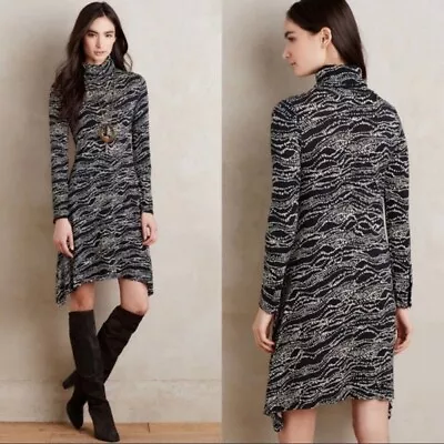 Anthropologie Maeve Dress Small Black Turtleneck Swing Geometric • $24.99