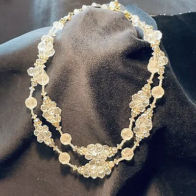 Exquisite Vintage VENDOME Crystal & Clear Bead Necklace Double Strand RARE FIND • $69.94