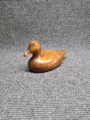 Vintage Hand Carved Wooden Duck By Artist John Ramsey Glass Eyes • $8.99